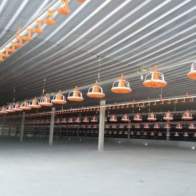 120L Pan Feeding System For Broiler Chicken Pan Feeder Yellow Red